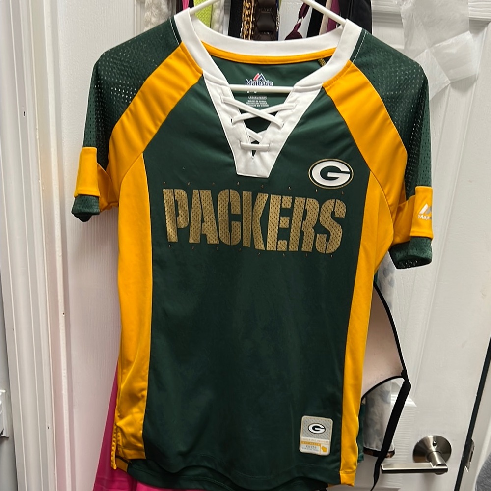 Majestic Green and Yellow Packers Fan Jersey